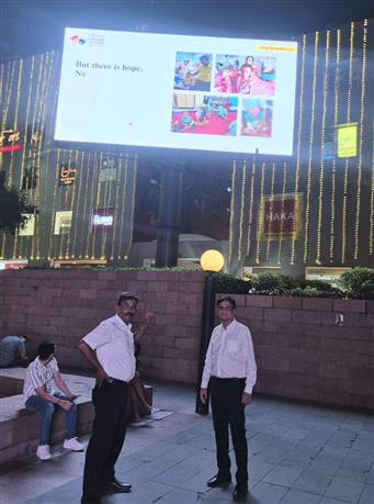 Showcase video on huge display board at CityCentre
