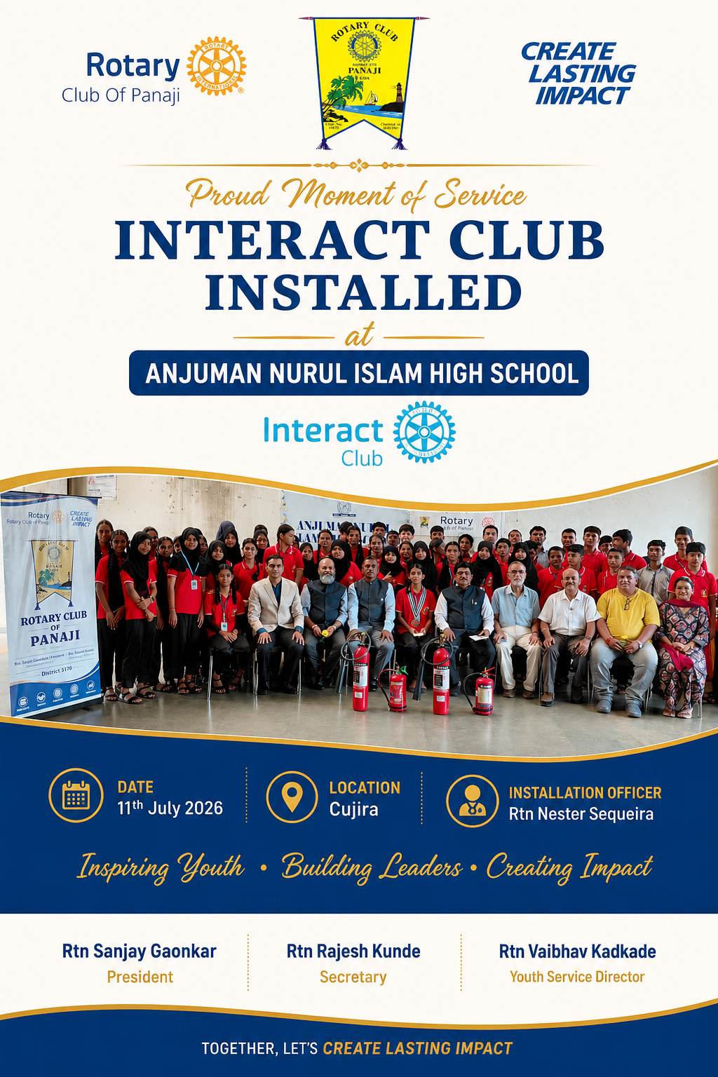 Interact Club Installaton at Anjuman School