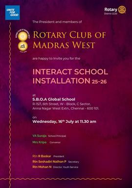 Interact Club Installation at SBOA Global School