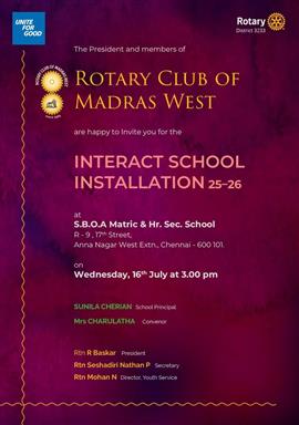 Interact Club at SBOA Matriculation