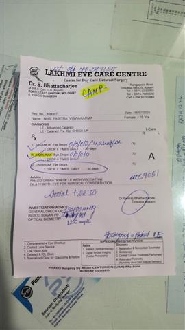 Free Cataract Eye Surgery Camp