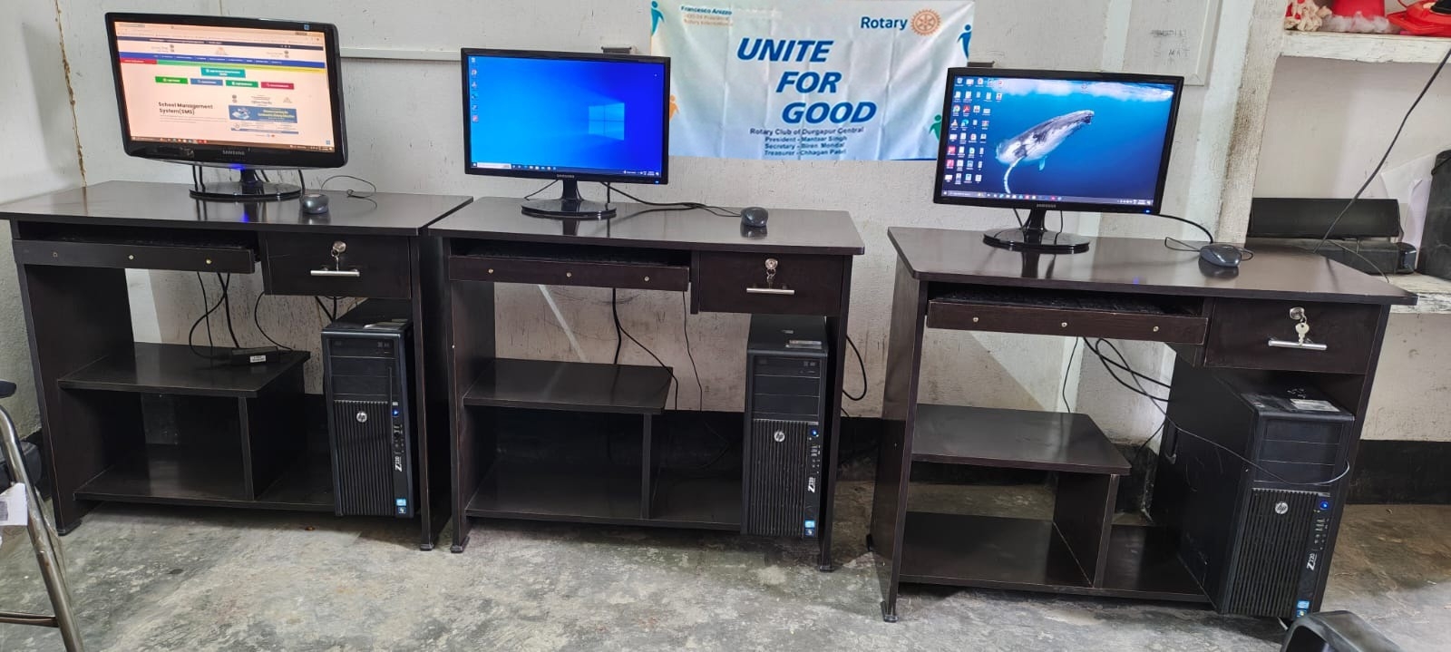 Provision of 3 computer tables to Arrah School
