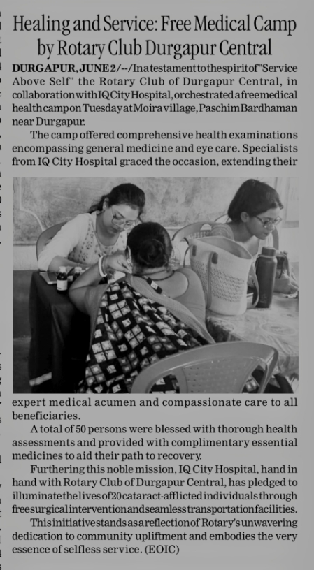 Newspaper coverage of Moira health camp