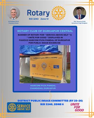 Display of Rotary Banners in Durga Puja Pandals