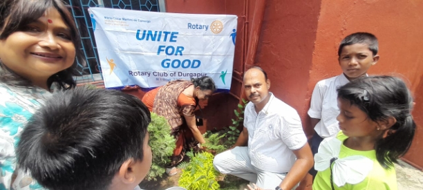 Food distribution  and plantations in school 