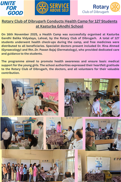 HEALTH CAMP AT KASTURBA GANDHI SCHOOL