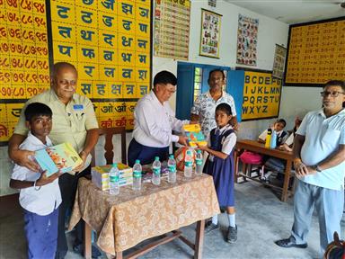 Distribution of notebooks and pencils