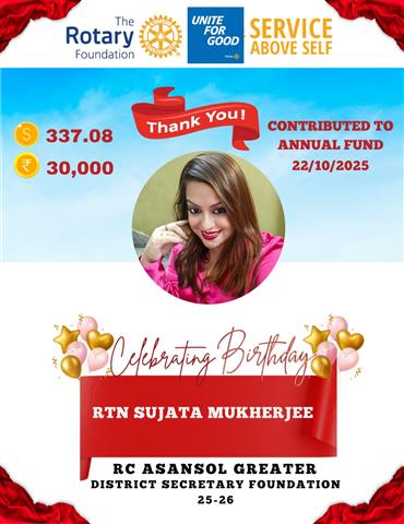 Donated 100 USD in Polio Fund & 337.08 USD in APF