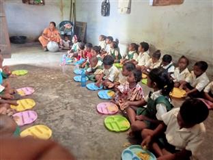 Daily mid-day meal @ Toddlers School in Murgaguttu