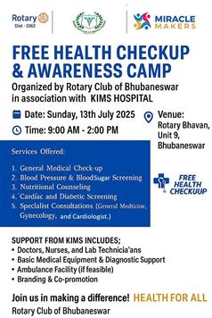Free health check up at Rotary Bhavan