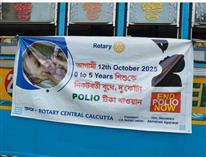 Polio awareness on bus for Pooja parikrama