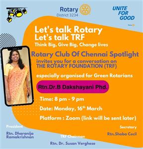 TRF Interactive discussion by Rtn Dakshayani Phd