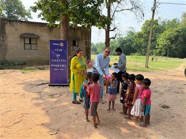 Clothes distribution at Tribal School