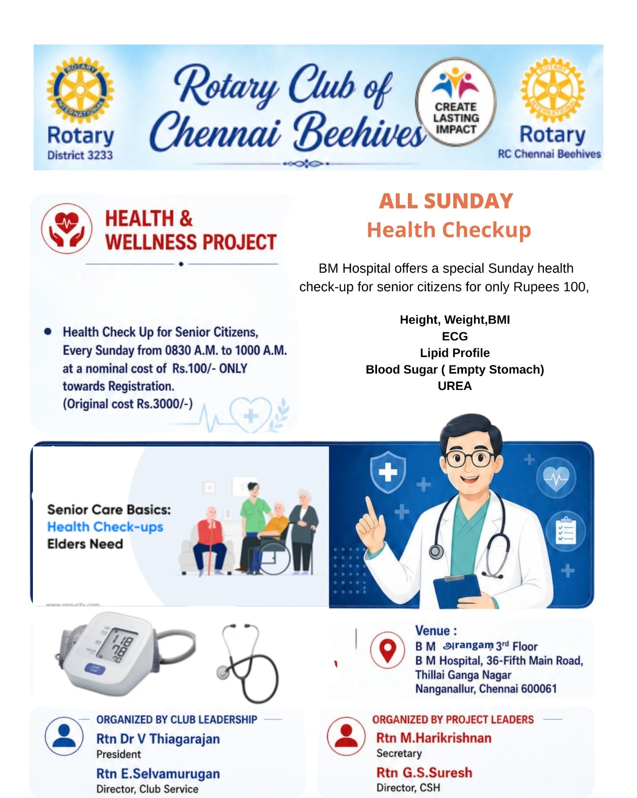 Health Checkup for senior citizens on sunday