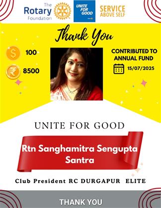 TRF contribution by members of RC Durgapur Elite