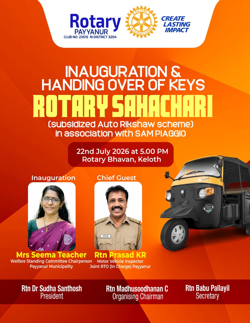 ROTARY SAHACHARI - SUBSIDIZED AUTO RIKSHAW SCHEME