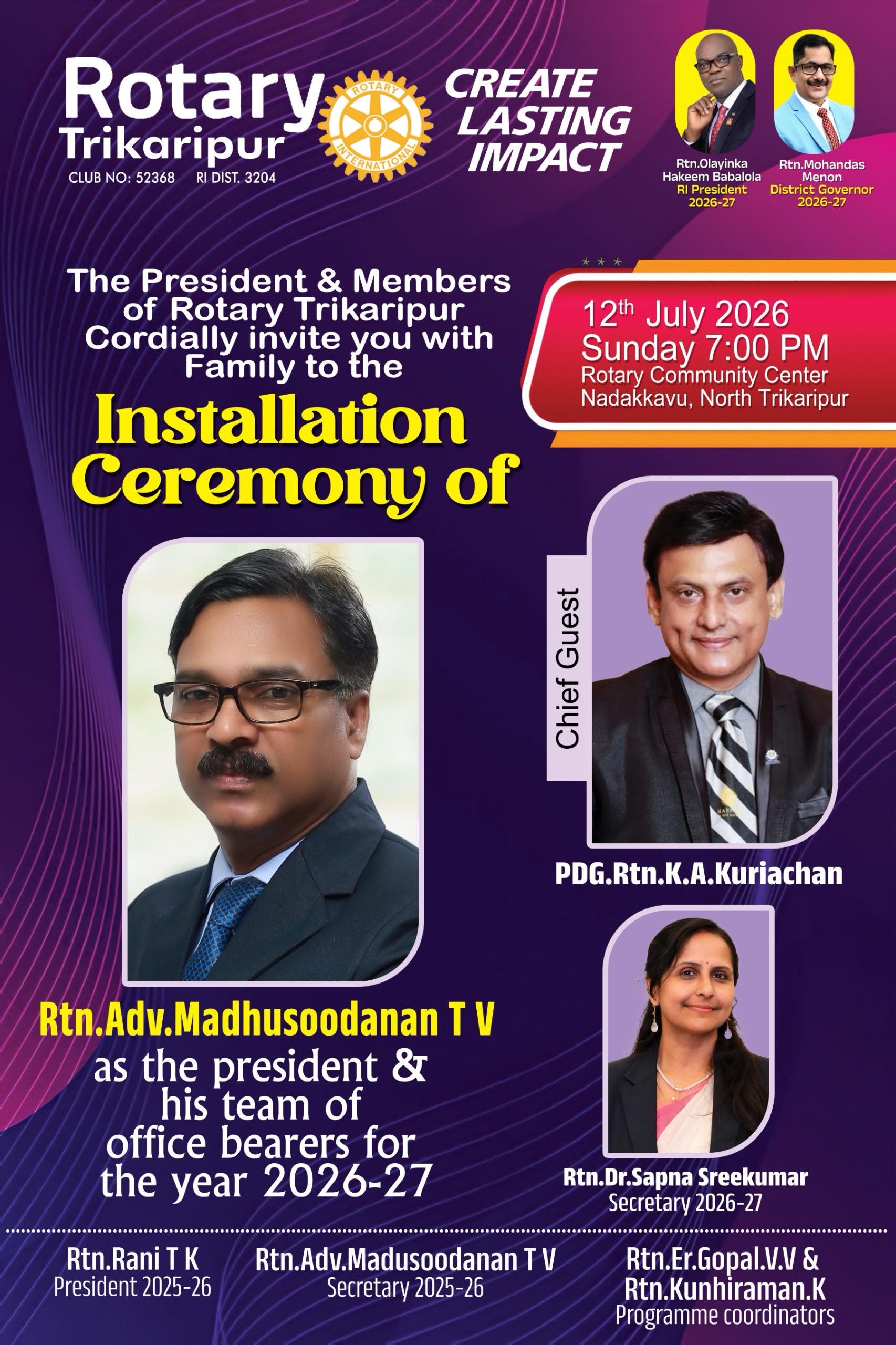 Installation Function of Team 2026-27