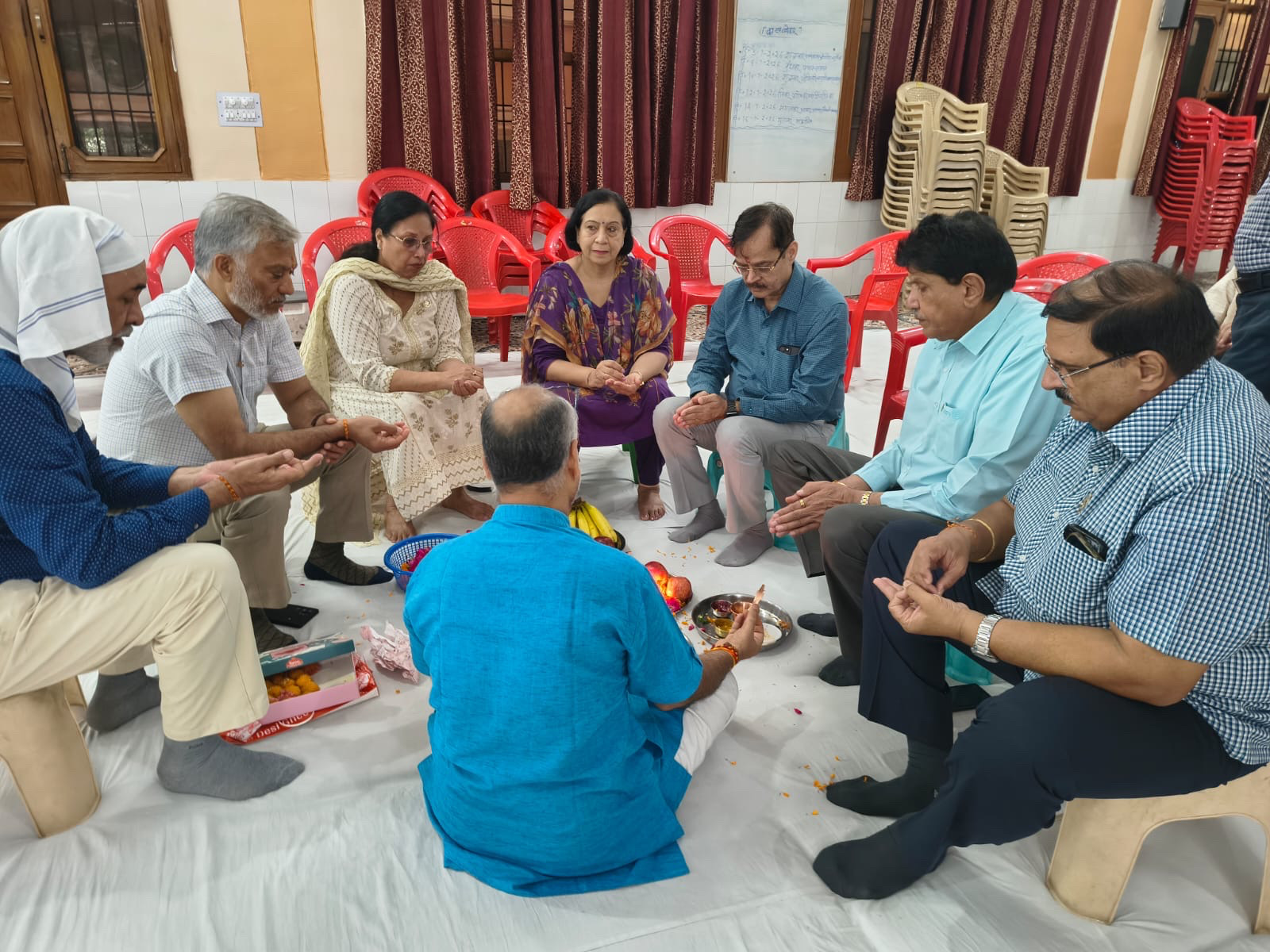 Prayer at temple and first Annapurna day service