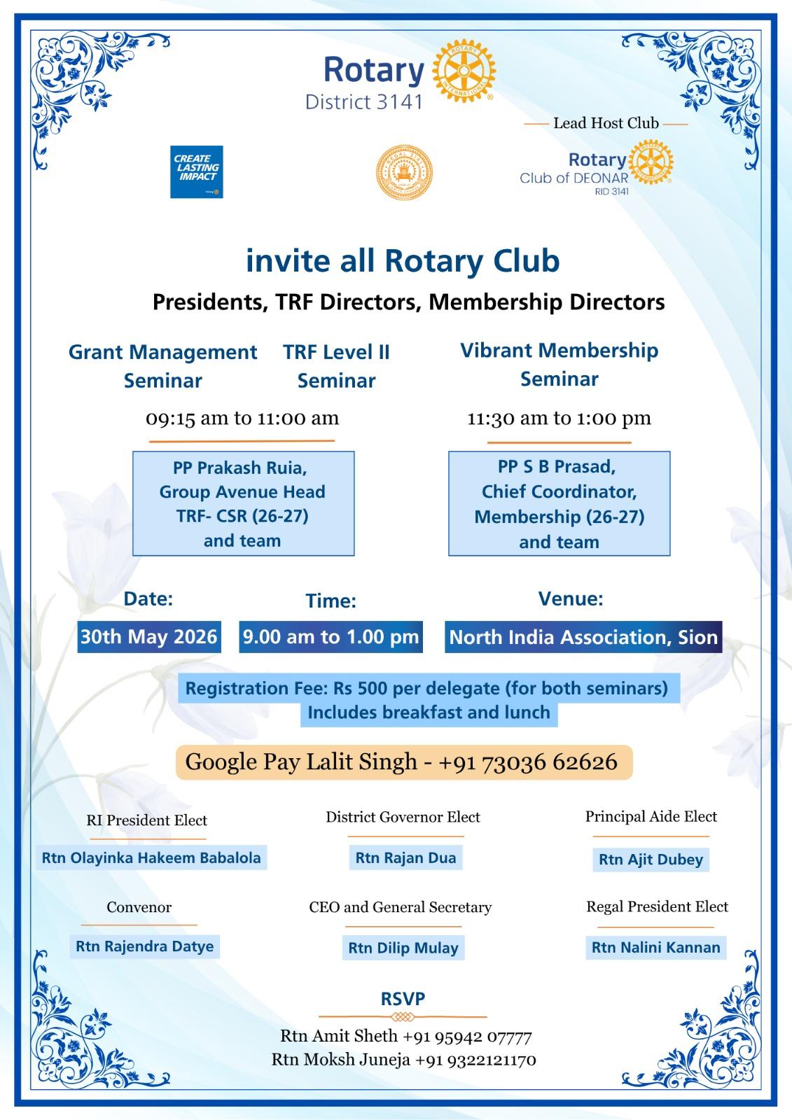 Regal Membership / TRF seminar
