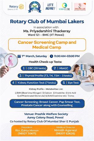 Cancer Screening Camp-Prashik Soc., Aarey Colony
