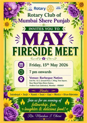 Fellowship & Fireside Meeting on 15th May 2026