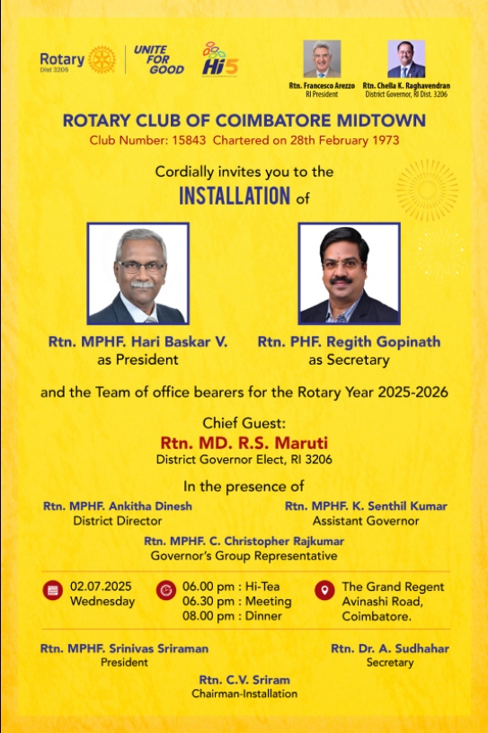 Attending Installation of RC Coimbatore Midtown