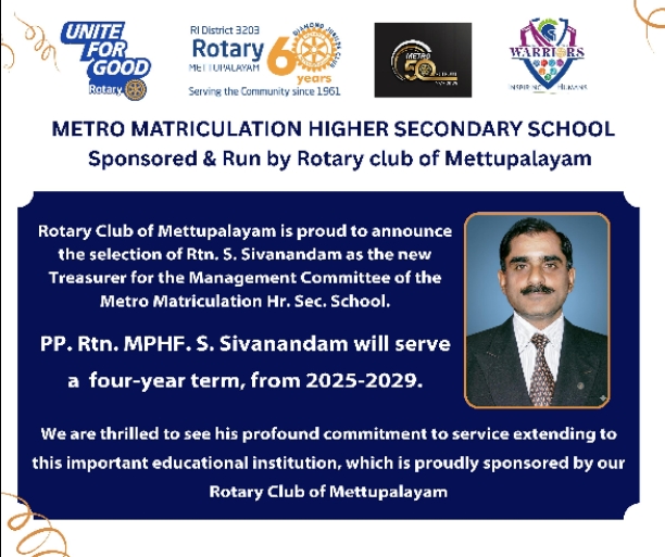 Congratulates New Treasurer Rtn.Sivanandam 