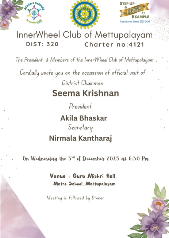 Honoring Inner Wheel District Chairman 