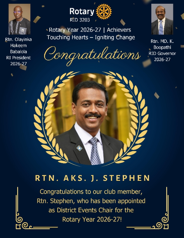 District Events Chair Team 2026-27 Rtn. Stephen 
