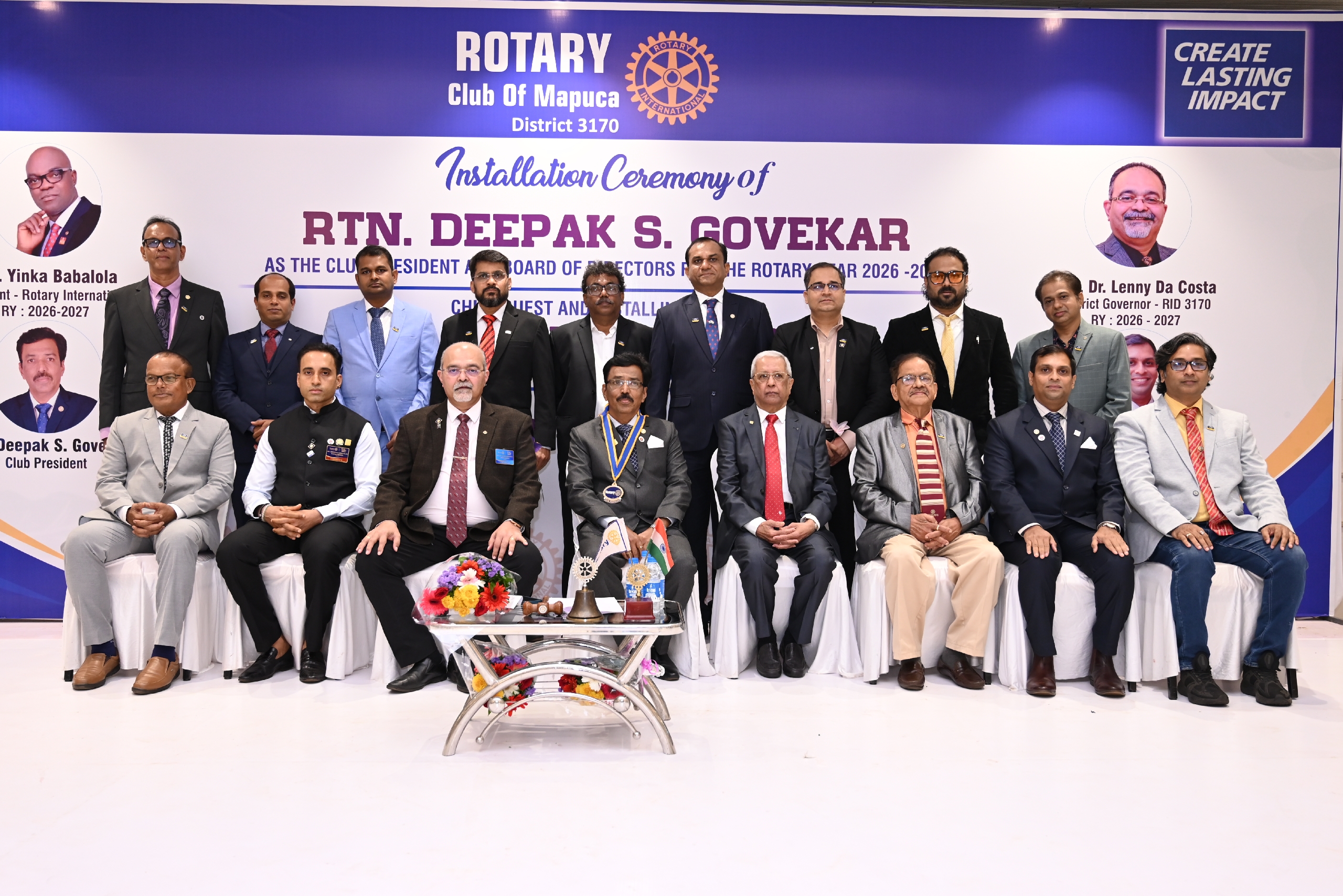 Installation ceremony of President Rtn Deepak Govekar and his BOD members
