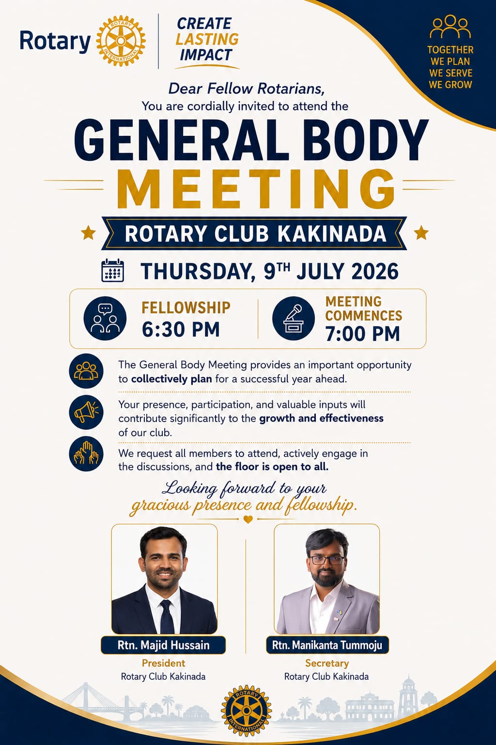 RC Kakinada 1st General Body Meeting