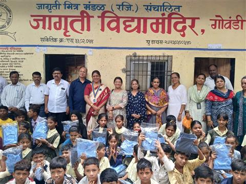 School Uniform Distribution at Jagruti Vidyamandir